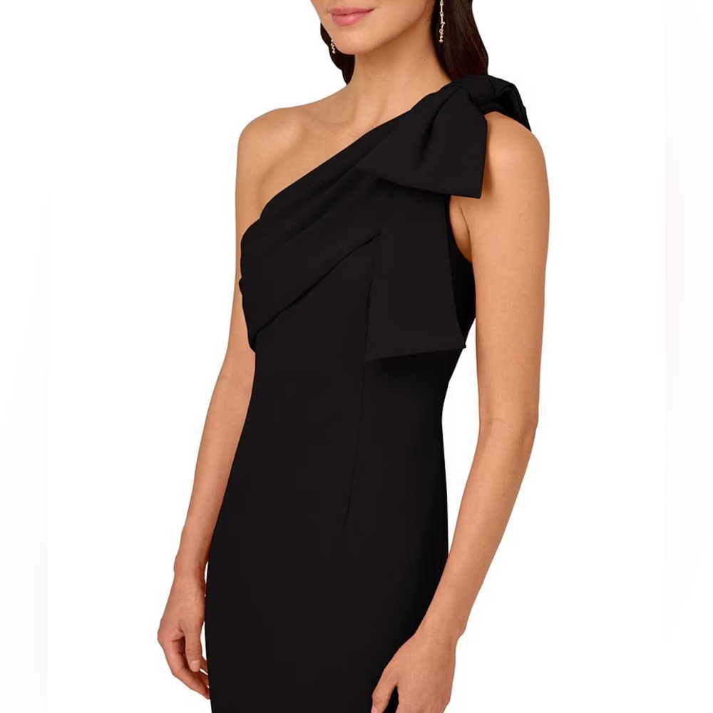 Adrianna Papell Black One-Shoulder Evening Gown - Picture 3 of 6